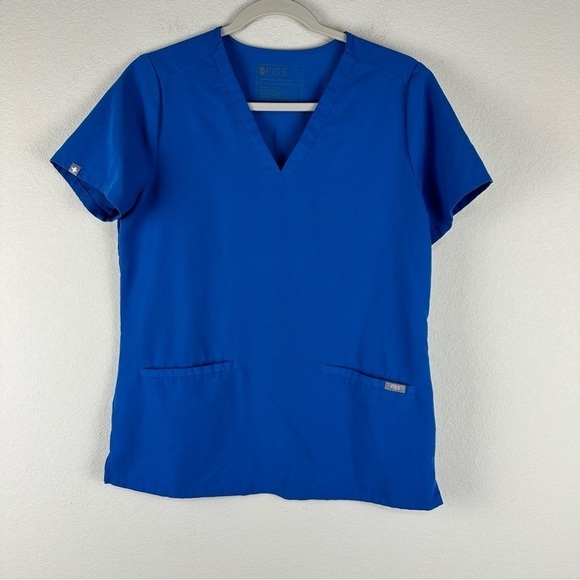 Figs Blue Casma Three Pocket Short Sleeve Scrub Medical Top Size Small - Picture 1 of 7